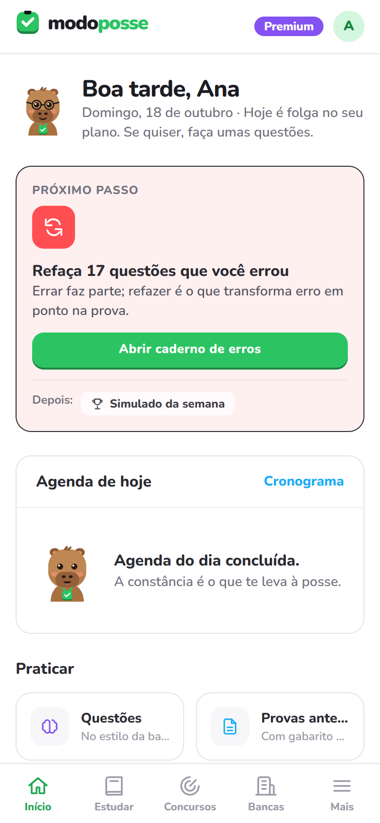 Agenda do dia