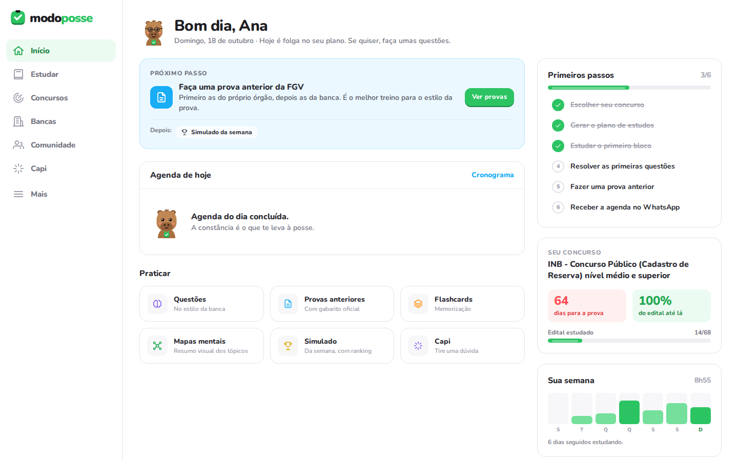 Tela do Modo Posse