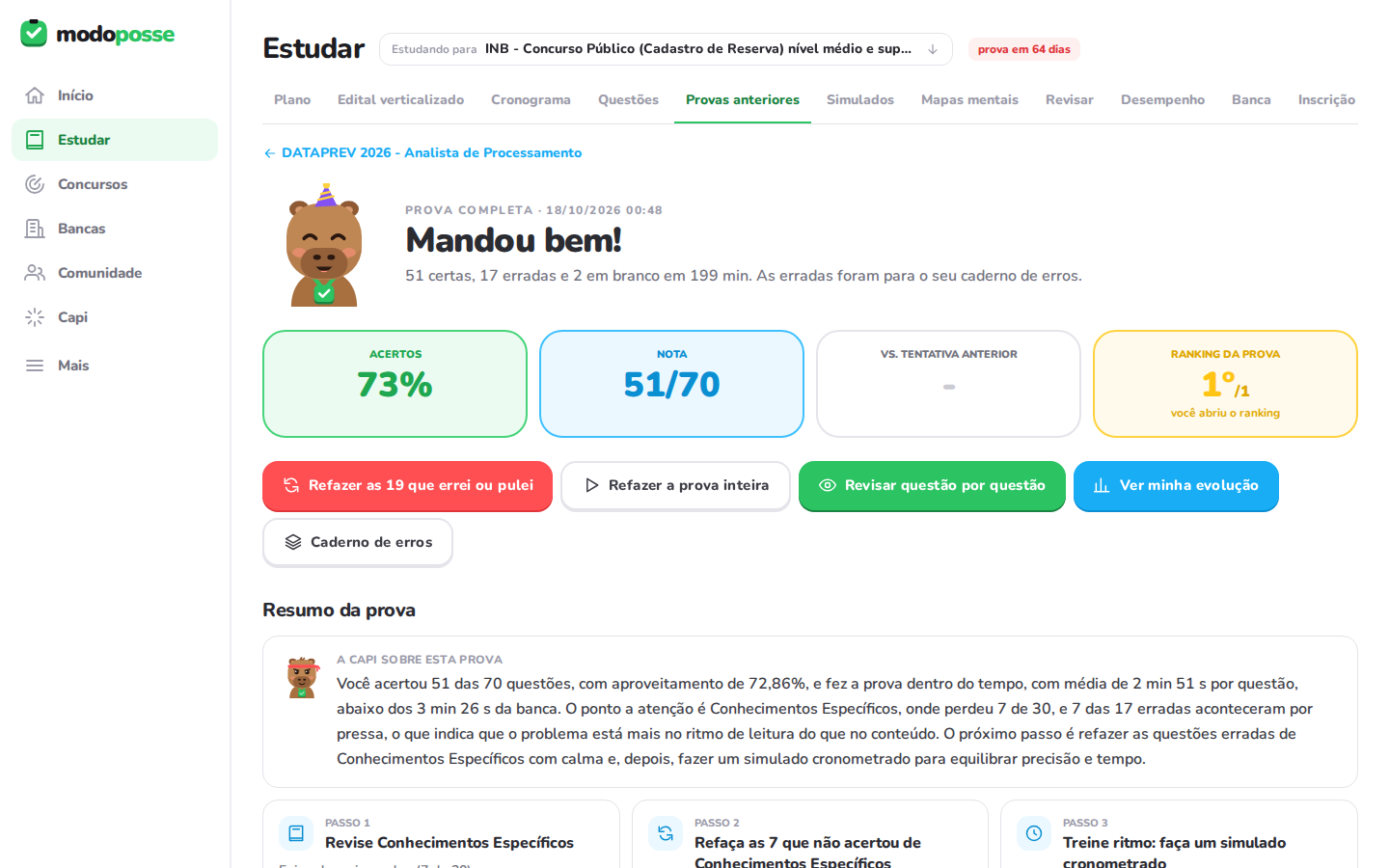 Tela do Modo Posse
